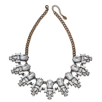 Crystal and white stone set cluster collar necklace